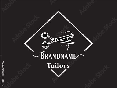 Tailor Logo with Scissors and Text.
