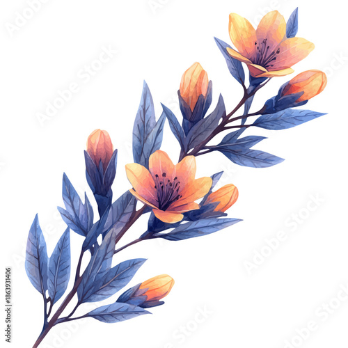 A Waxflower Bouquet, watercolor clipart vector, isolated on a white background.