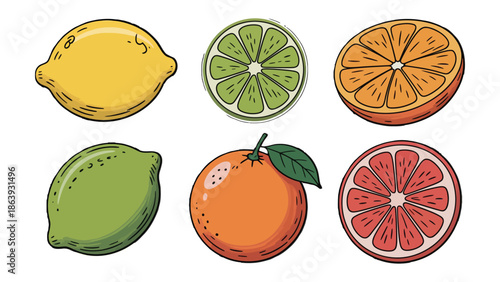 Citrus Symphony: A vibrant ensemble of citrus fruits, each exuding freshness and flavor, inviting a zestful experience