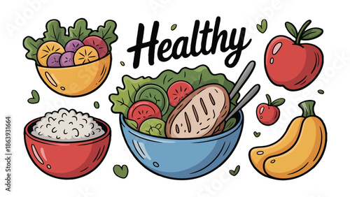 Nutritious Nourishment: A colorful and inviting display of healthy food, featuring a diverse array of fresh fruits, leafy greens, and wholesome grains.