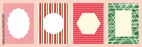 Abstract Geometric Frames With Pattern Backgrounds. Minimal abstract illustration showing decorative geometric frames on patterned backgrounds, suitable for design templates, branding, packaging. 