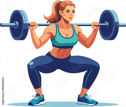 Strong woman lifting weights in fitness routine with determination