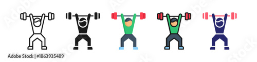 Weight Lifting Multiple Style Icon Set Collection. 