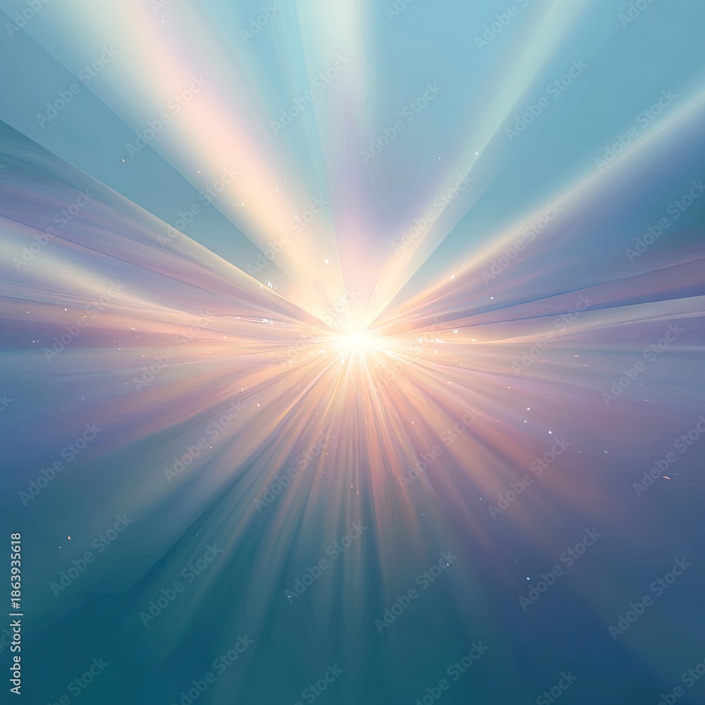 Obraz premium Ethereal Light Rays Piercing Through Soft Blue Background Creating Dreamy Atmosphere of Serenity and Calmness
