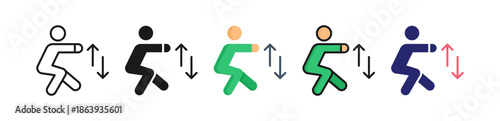 Squat Multiple Style Icon Set Collection. 