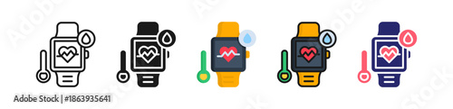 Fitness Tracker Multiple Style Icon Set Collection. 