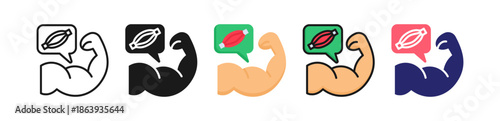 Muscle Multiple Style Icon Set Collection. 
