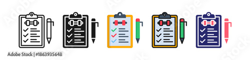 Fit Checklist Multiple Style Icon Set Collection. 