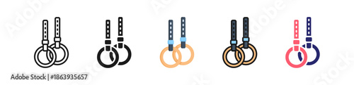 Gymnastic Ring Multiple Style Icon Set Collection. 