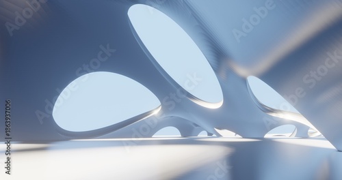 Foto Futuristic architecture background bionic pattern in design 3d render