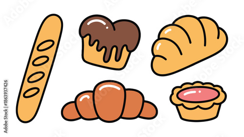 Baked Goods Assortment: A delightful collection of freshly baked goods, each item a testament to the art of baking and the joy of indulgence. capturing the pure joy and culinary art.