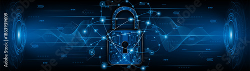 Lock icon. Cyber ​​security and data protection concepts and privacy. Innovative concept of advanced safety technology