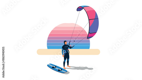 Kiteboarding adventure at sunset with vibrant colors