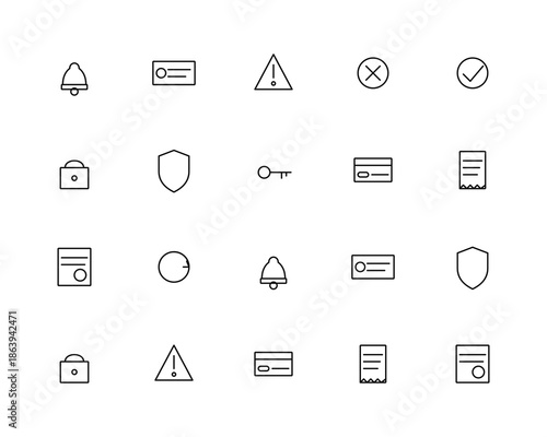 Rounded Outline Admin, Analytics & Ops UI Icons — 3 Sheets - Set C (20 Outline SVG Icons Sheet)
