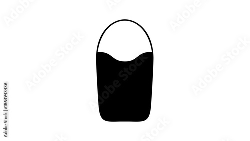 Large leather tote bag, black isolated silhouette