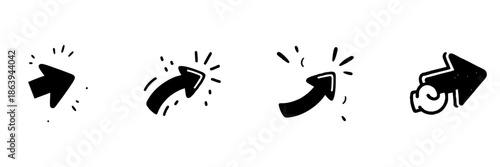 Curved Arrows And Refresh Symbol In Hand Drawn Style Set. Directional Movement, Navigation, And Update Doodle Sketch Collection. Isolated Vector Illustration