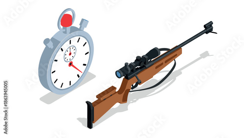 Isometric stopwatch and sniper rifle for biathlon and tactical design