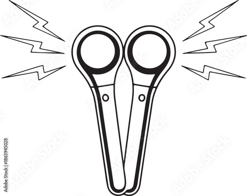 Micro current spark line art of a modern facial toning device vector illustration