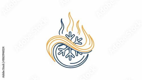 Symbol of heat and cold combined, representing heating and cooling solutions and HVAC services