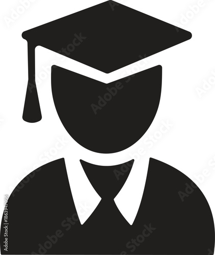 Black silhouette of a university graduate for educational success concepts.