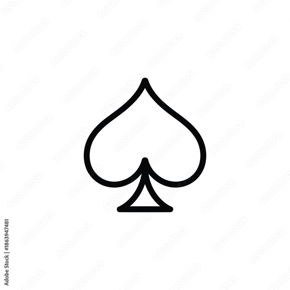 Fototapeta premium Simple black and white illustration of a spade playing card suit