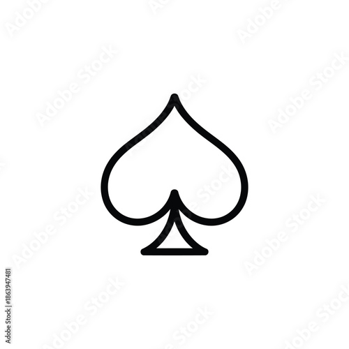 Simple black and white illustration of a spade playing card suit