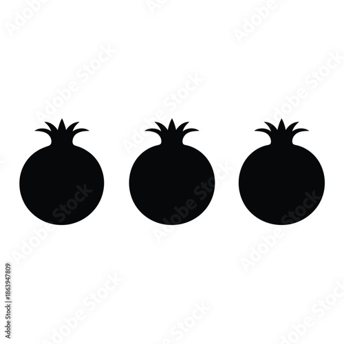 Three dark silhouettes of pineapples arranged in a simple horizontal row
