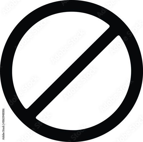 Black Prohibition Sign Flat Vector Icon for Safety Warning On White.