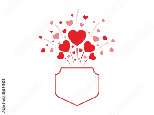 Heart Burst Graphic with Scattered Hearts