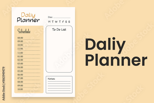 Minimalist Daily Planner Template with Hourly Schedule and To-Do List