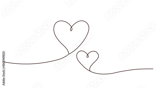 Two hearts line art vector love symbol continuous line minimalist romantic design