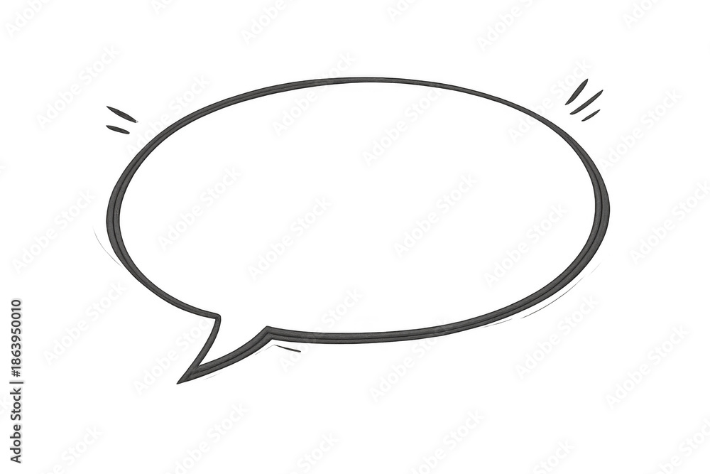 Fototapeta premium Speech bubble outline with comic lines, vector thinking balloon, communication message frame on transparent background