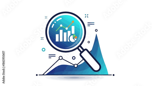 Analyzing data trends with magnifying glass
