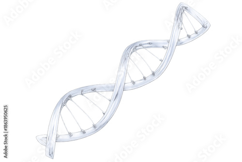 Dna double helix illustrating genetics, biological research, medicine, and scientific concepts. Transparent background