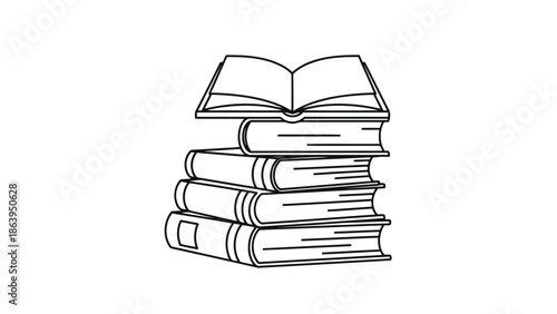 Stack of books with open top book