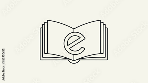 E-book with e symbol on page