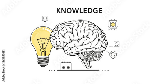 Knowledge representation through brain and light bulb