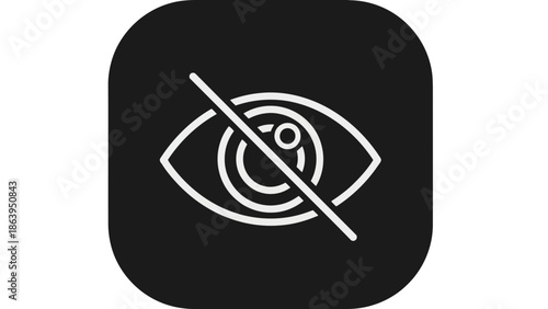 Invisible eye icon on black background