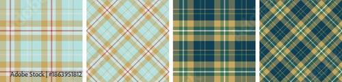 Plaid pattern set repeatable or fence seamless checkered fabric texture background for skirt, tablecloth, blanket, duvet cover, or other modern fashion print.