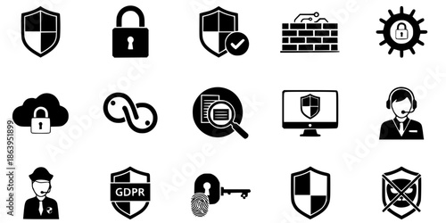 Cybersecurity Support & Data Protection Vector Icon