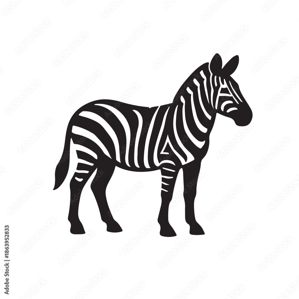 Obraz premium Zebra – Black and White Striped African Wild Animal Illustration
