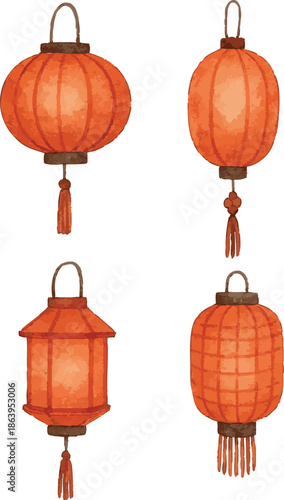 Collection of chinese red lanterns
