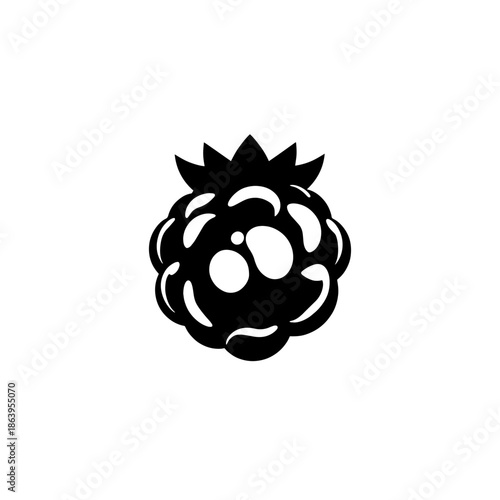 Monochrome vector illustration of a stylized blackberry fruit with a simple minimalist design