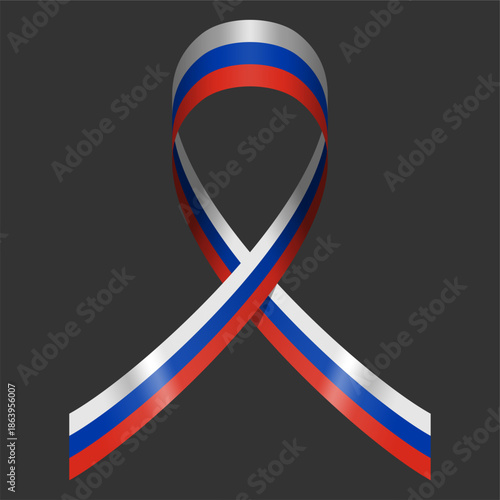 Elegant Russian flag ribbon vector illustration, a high-quality isolated EPS file offering a fully editable scalable 3D patriotic design, ideal for various national celebrations and design projects