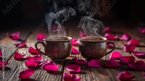 Romantic Tea Moment with Rose Petals