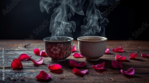 Romantic Tea Moment with Rose Petals