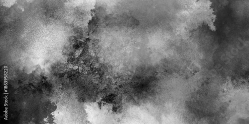 Abstract white and gray isolated cloud cumulus clouds. Gray aquarelle painted realistic fog or mist smoky textured canvas design. White and ash messy wall stucco texture background.	