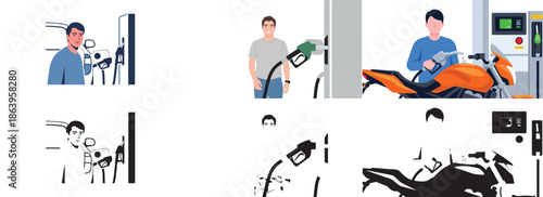 Motorcycle refueling process with payment