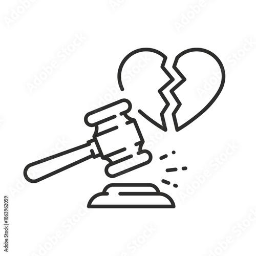 law divorce icon, justice divorcement, line symbol