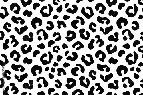 Abstract Leopard Print Pattern Black And White Animal Skin Seamless Background Design